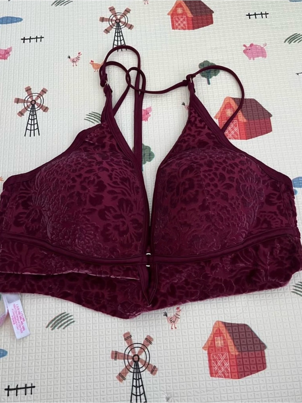 PINK Victoria's Secret Deep Wine Floral Lace Bralette